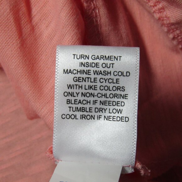 One World Live And Let Live Peach Floral Top Women Size M Twist Front 3/4 Sleeve - Picture 7 of 8